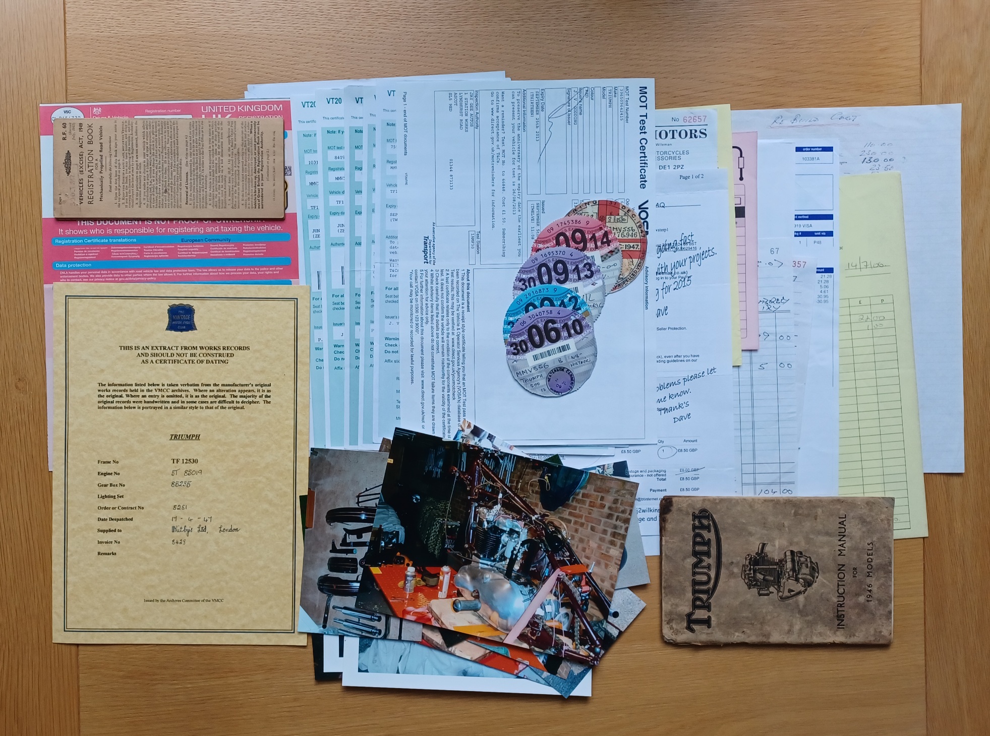 TRIUMPH SPEED TWIN BUFF LOG BOOK & V5C & HISTORY FILE - Image 13